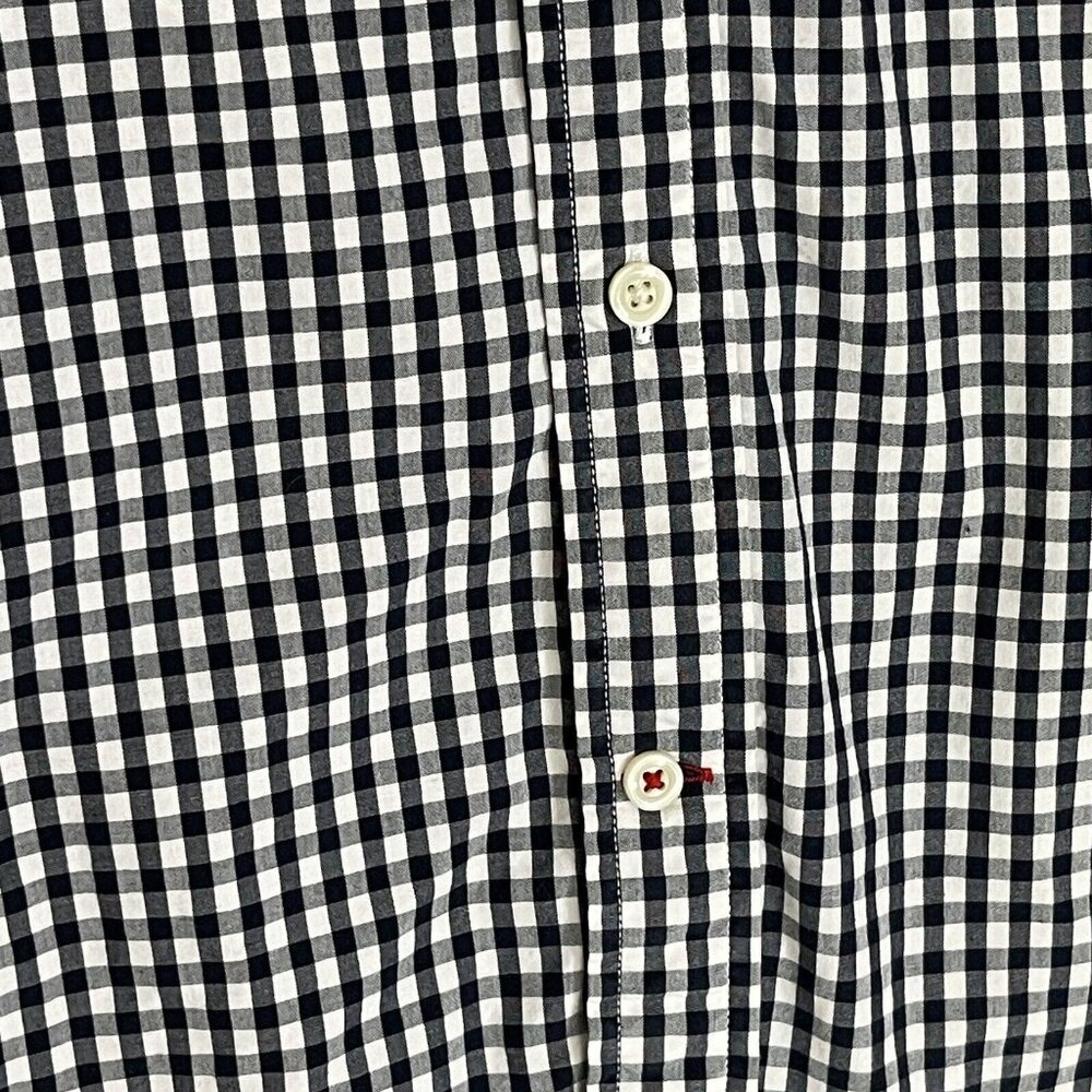 Tommy Hilfiger Mens Medium Blue White Long Sleeve Gingham Plaid Coupe Classique - Picture 3 of 11